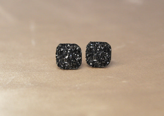 10mm Druzy Black Squares