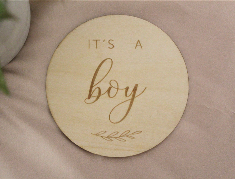 "It's a..." Announcement Wooden Disc