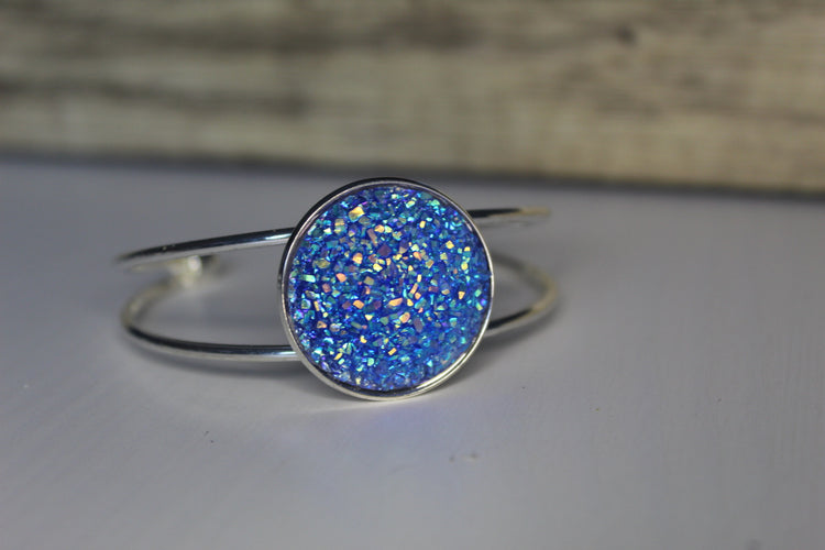 Double Band Bracelet with Druzy Stone