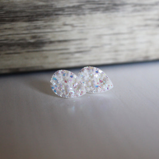 Chunky Druzy Teardrops - Ivory