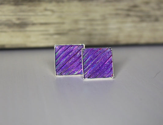 Druzy Fine Glitter Squares w/Holographic Stripes