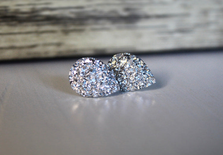 Druzy Teardrops - Silver