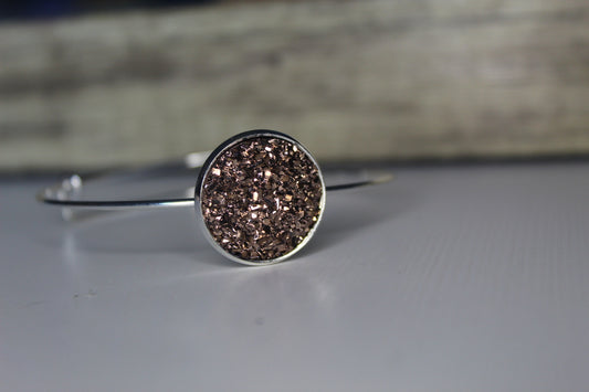 Bangle Bracelet with Druzy Stone