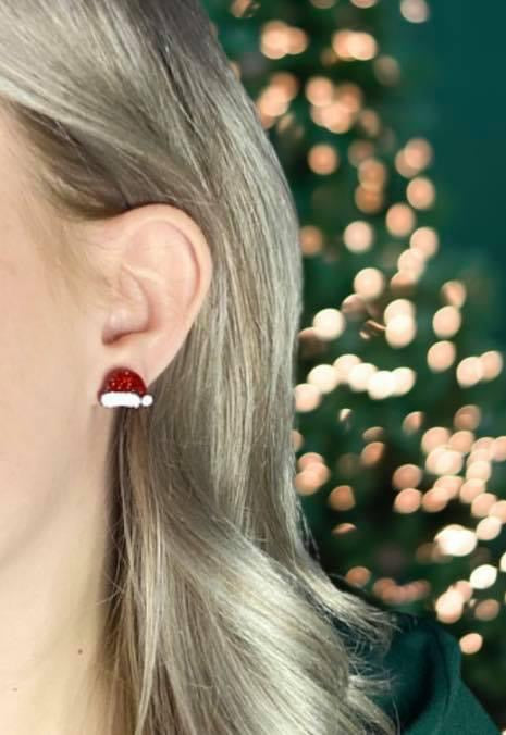 Acrylic Santa Hat Earrings