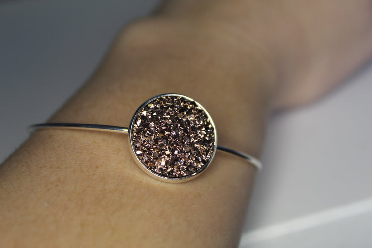 Bangle Bracelet with Druzy Stone