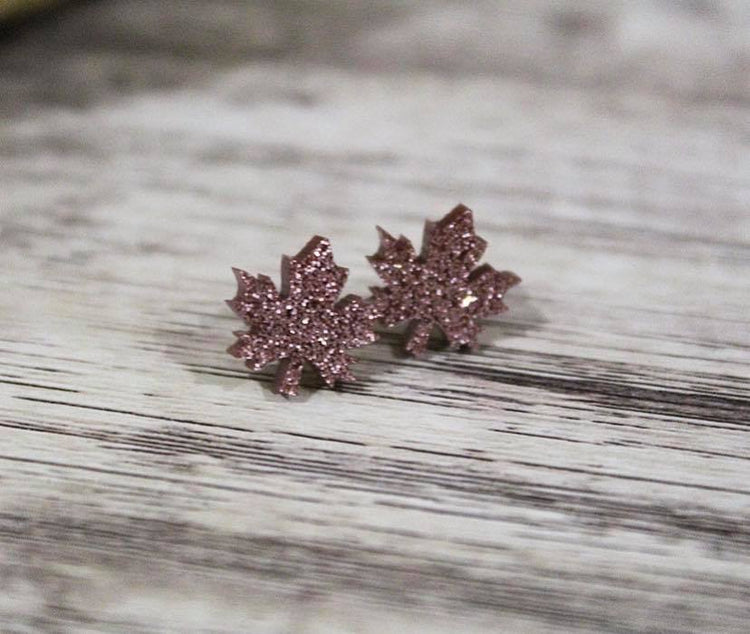 Glitter Bronze Acrylic Leaves