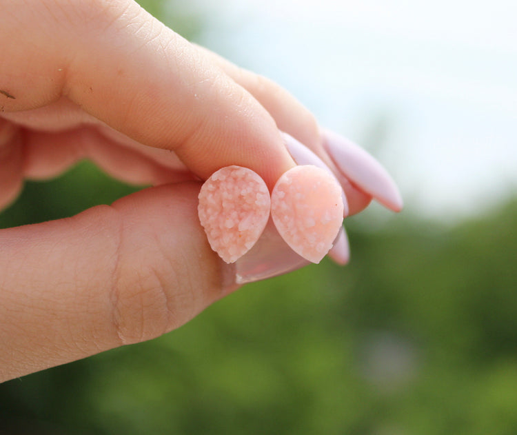 Chunky Druzy Teardrops - Matte Pink