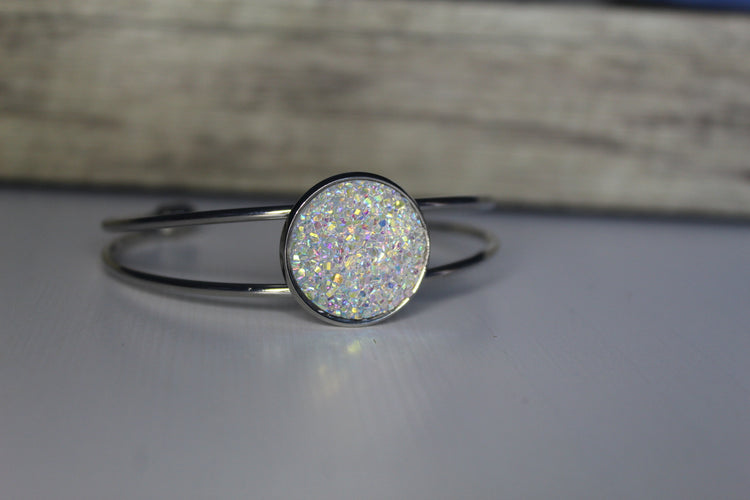 Double Band Bracelet with Druzy Stone