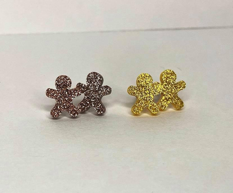 Glitter Acrylic Gingerbread Earrings