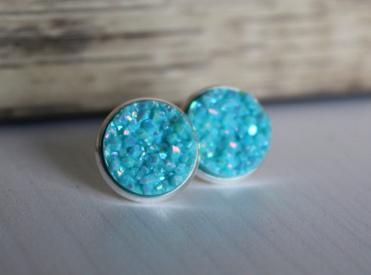 Chunky Druzy w/Glitter Flecks - Matte Ocean Blue