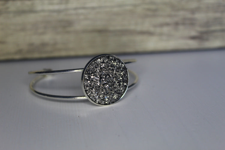 Double Band Bracelet with Druzy Stone