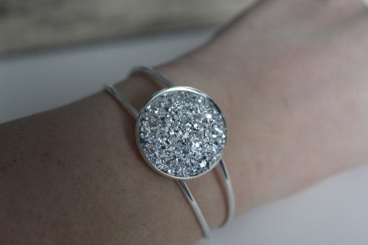 Double Band Bracelet with Druzy Stone