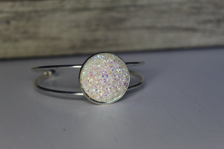 Double Band Bracelet with Druzy Stone