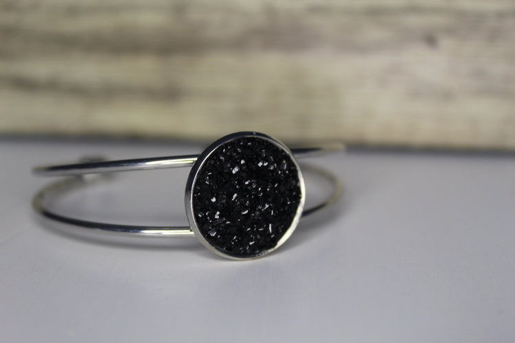 Double Band Bracelet with Druzy Stone