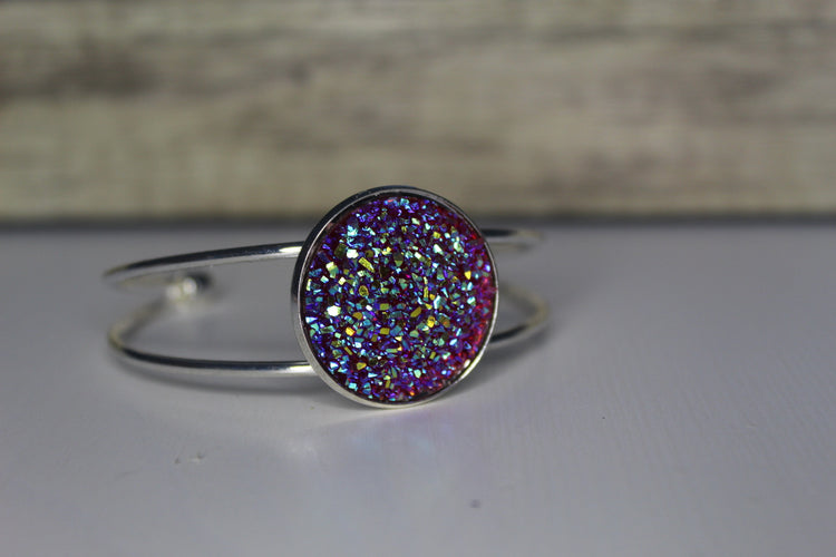 Double Band Bracelet with Druzy Stone