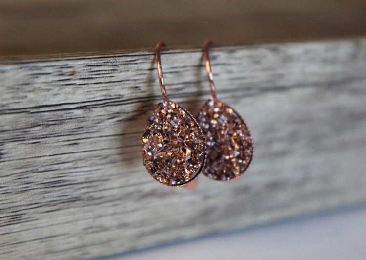 Chunky Druzy Teardrop - Rose Gold