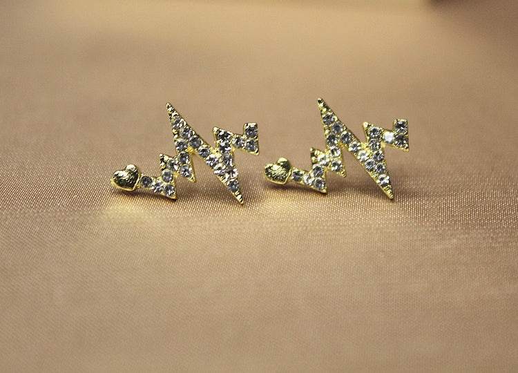 Rhinestone Heartbeat Studs