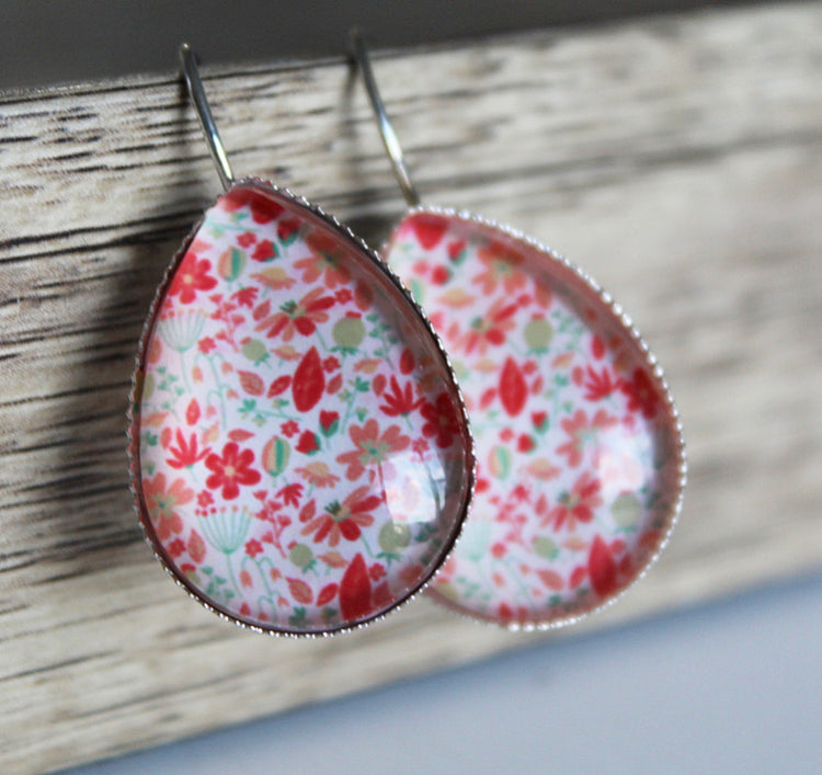 Large Floral Teardrops - Pinks