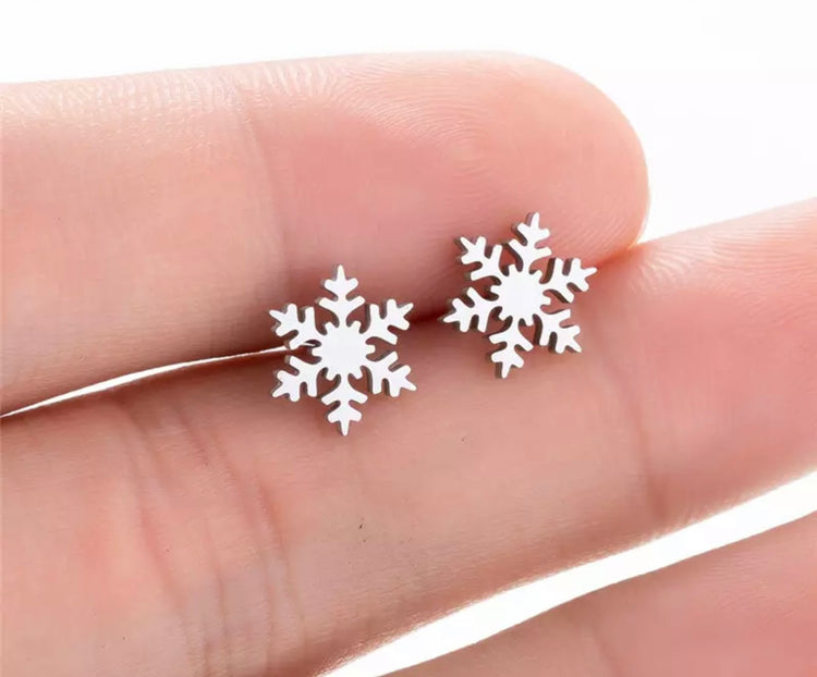 Dainty Metal Snowflake Studs