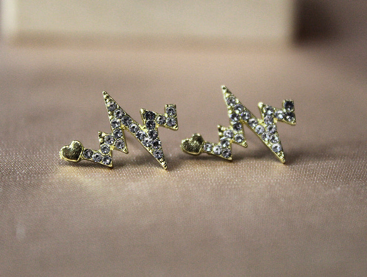 Rhinestone Heartbeat Studs