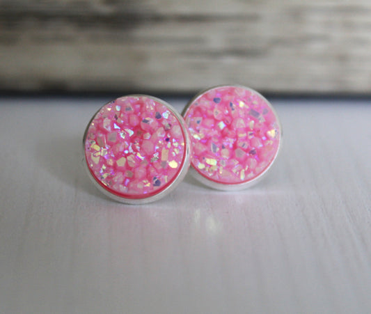 Chunky Druzy w/Glitter Flecks - Matte Bright Pink