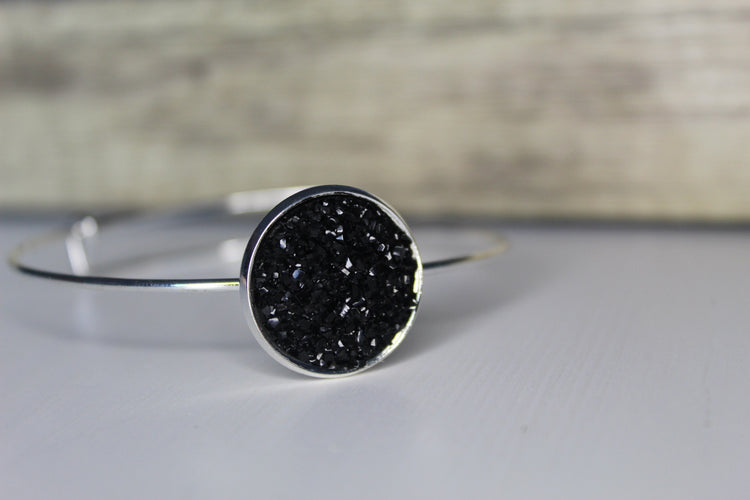 Bangle Bracelet with Druzy Stone