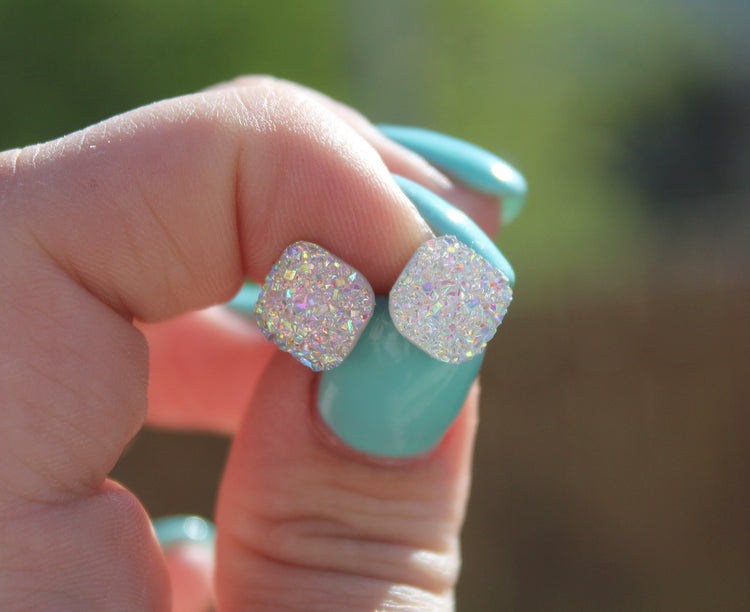 10mm Druzy Iridescent Squares